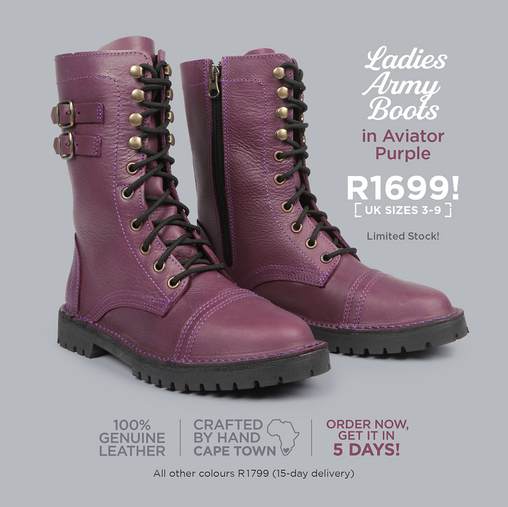 Ladies Army Boots in Aviator Purple - R1699