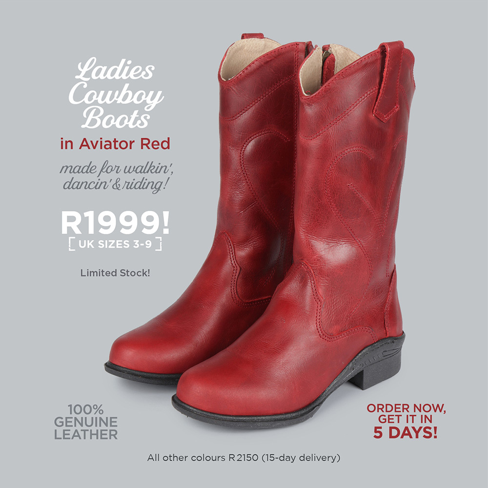 Ladies Cowboy Boots in Aviator Red - R1999