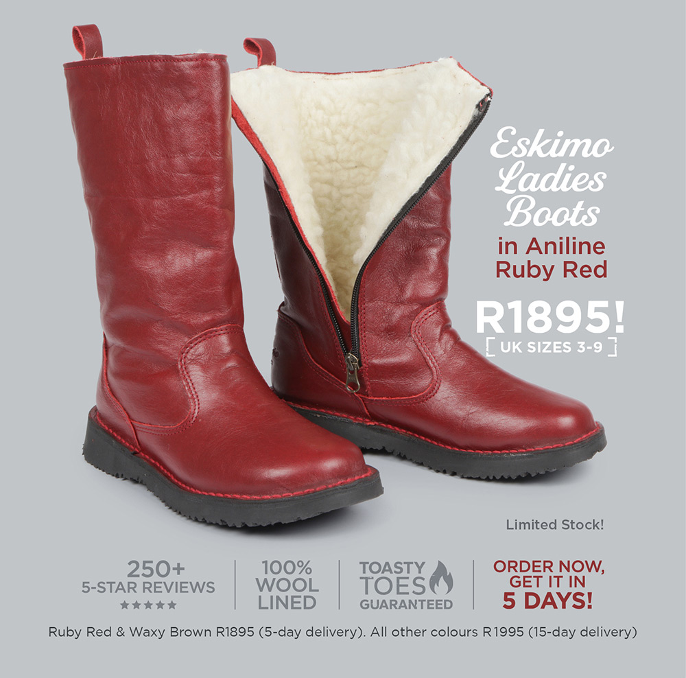 Eskimo Ladies Boots in Aniline Ruby Red - R1850