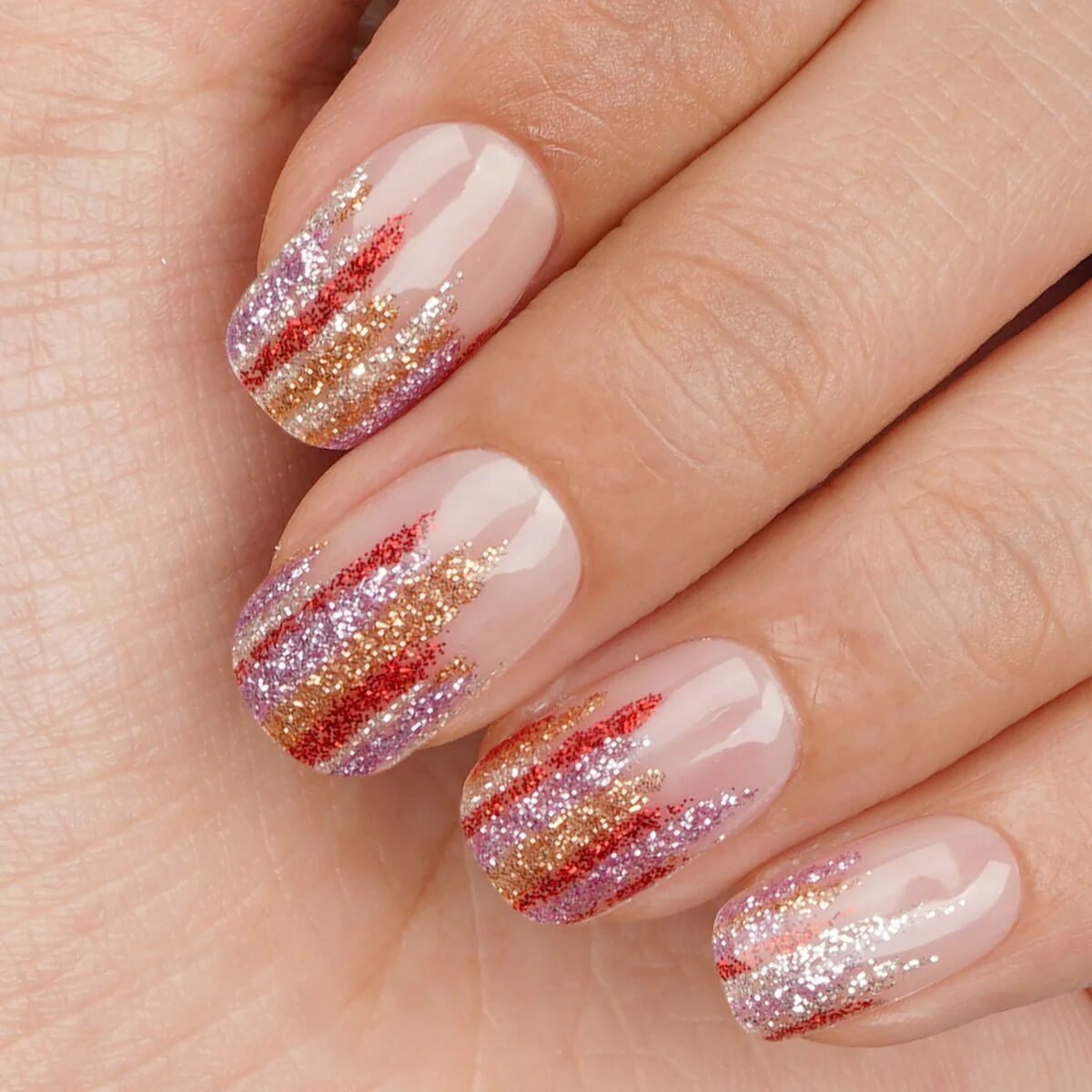 Glamorous Fireworks Glitter Semi-Cured Gel Nail Strips | Glittered Harmony - 2588