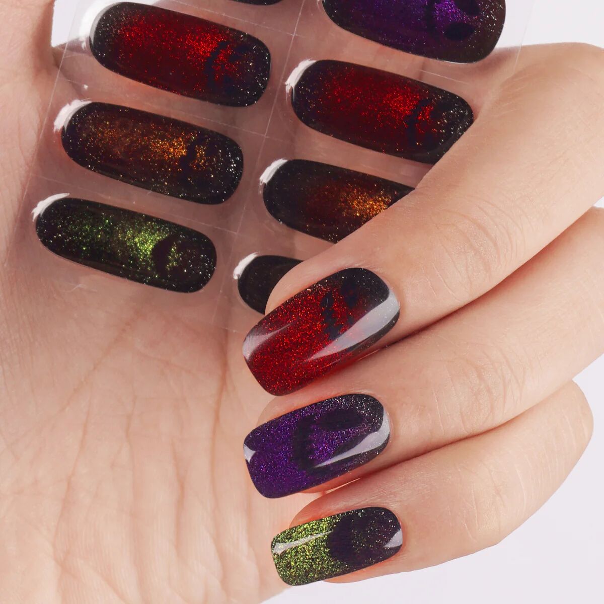 Creepy Multi-Color Halloween Semi-Cured Gel Nail Strips | Spooky Night - 2603