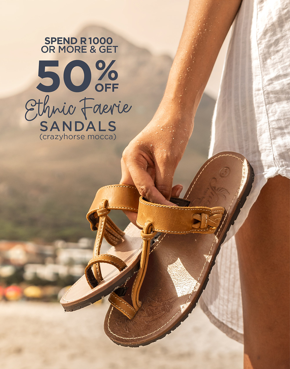 Spend R1000 or more & get 50% OFF Faerie Crazyhorse Mocca Sandals